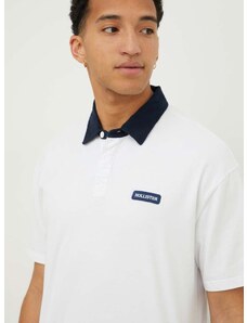 Pamučna polo majica Hollister Co. boja: bijela, s aplikacijom