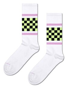 Čarape Happy Socks Checked Stripe Sneaker Sock boja: bijela