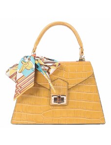 Luksuzna Talijanska torba od prave kože VERA ITALY "Flama", boja senf, 18x24cm