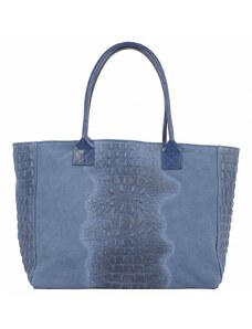 Luksuzna Talijanska torba od prave kože VERA ITALY "Levisa", boja boja traperica, 28x47cm