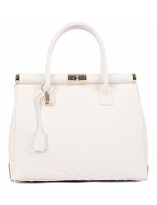 Luksuzna Talijanska torba od prave kože VERA ITALY "Belisha", boja bijela, 27x32cm