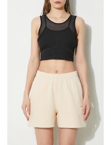 Kratke hlače adidas Originals Loose Shorts za žene, boja: bež, bez uzorka, visoki struk, IS2716