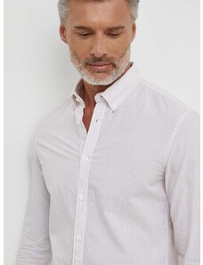Pamučna košulja Pepe Jeans za muškarce, boja: bijela, regular, s button-down ovratnikom