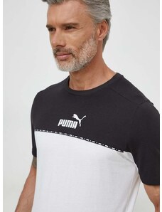 Pamučna majica Puma za muškarce, boja: bijela, s uzorkom
