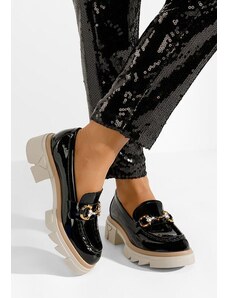 Zapatos Lakirane ženske mokasinke Lerina V6 crno