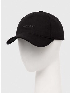 Pamučna kapa sa šiltom Calvin Klein boja: crna, s aplikacijom
