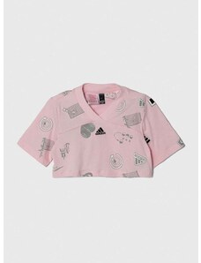 Dječja pamučna majica kratkih rukava adidas boja: ružičasta