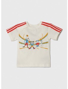 Dječja pamučna majica kratkih rukava adidas x Disney boja: bež, s tiskom