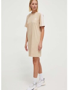 Pamučna haljina adidas boja: bež, mini, oversize