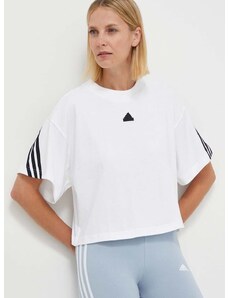Pamučna majica adidas za žene, boja: bijela