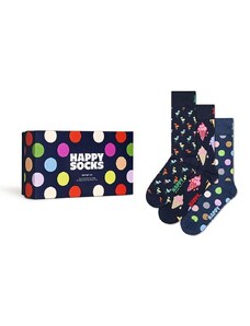 Čarape Happy Socks Gift Box Navy 3-pack boja: tamno plava