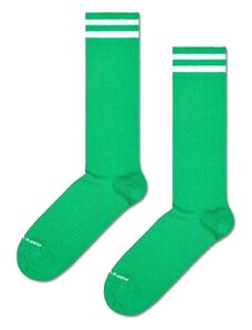 Čarape Happy Socks Solid Sneaker Thin Crew boja: zelena