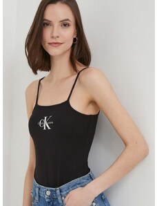 Bodi Calvin Klein Jeans za žene, boja: crna