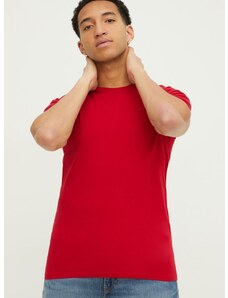 Pamučna majica Hollister Co. za muškarce, boja: crvena, bez uzorka