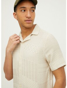 Pamučna košulja Hollister Co. za muškarce, boja: bež, regular