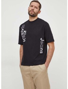 Pamučna majica Calvin Klein Jeans za muškarce, boja: crna, s tiskom