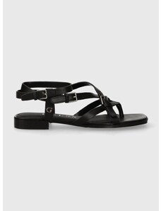 Kožne sandale Guess TAMPER za žene, boja: crna, FLJTAM LEA03