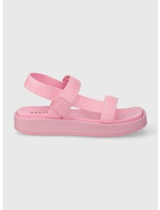 Sandale HUGO Emma za žene, boja: ružičasta, s platformom, 50517560