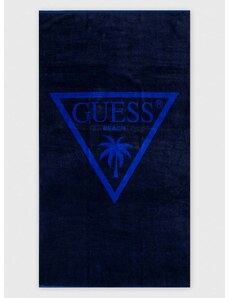 Pamučni ručnik Guess boja: tamno plava