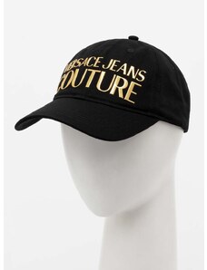 Pamučna kapa sa šiltom Versace Jeans Couture boja: crna, s aplikacijom