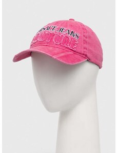 Pamučna kapa sa šiltom Versace Jeans Couture boja: ružičasta, s aplikacijom