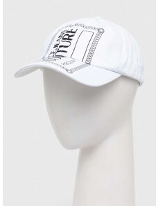 Pamučna kapa sa šiltom Versace Jeans Couture boja: bijela, s tiskom