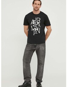 Pamučna majica Armani Exchange za muškarce, boja: crna, s tiskom, 3DZTAA ZJA5Z