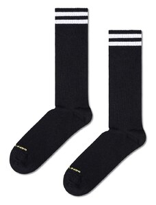 Čarape Happy Socks Solid Sneaker Thin Crew Sock boja: crna