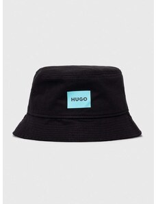 Pamučni šešir HUGO boja: crna, pamučni