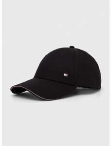 Pamučna kapa sa šiltom Tommy Hilfiger boja: crna, bez uzorka