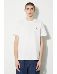 Pamučna majica Fred Perry Crew Neck T-Shirt za muškarce, boja: bijela, s aplikacijom, M1600.129