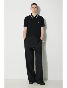 Pamučna polo majica Fred Perry Twin Tipped Shirt boja: crna, s aplikacijom, M3600.350