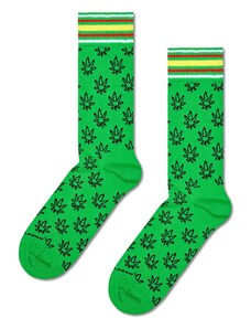 Happy Socks Čarape 'Leaf' žuta / limeta / crna