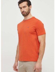 Pamučna majica Napapijri Salis za muškarce, boja: narančasta, bez uzorka, NP0A4H8DA621