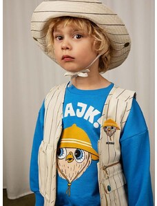 Dječji pamučni šešir Mini Rodini Feather hike boja: bijela, pamučni