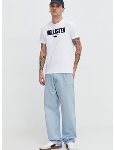 Pamučna majica Hollister Co. 5-pack za muškarce, boja: bijela, s aplikacijom