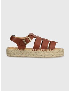 Kožne sandale Barbour Paloma za žene, boja: smeđa, s platformom, LFO0703TA32