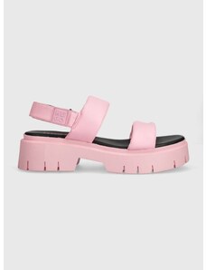 Kožne sandale HUGO Kris za žene, boja: ružičasta, s platformom, 50517374
