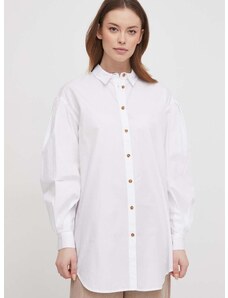 Pamučna košulja Barbour za žene, boja: bijela, relaxed, s klasičnim ovratnikom