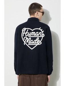 Vunena košulja Human Made Wool Cpo boja: tamno plava, relaxed, s klasičnim ovratnikom, HM26SH008