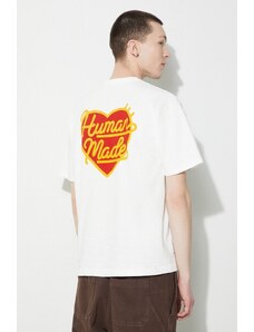 Pamučna majica Human Made Heart Badge za muškarce, boja: bijela, s tiskom, HM27CS002