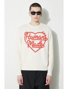Vuneni pulover Human Made Low Gauge Knit Sweater za muškarce, boja: bež, HM27CS038