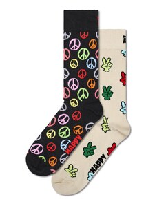 Happy Socks Čarape 'Peace' boja pijeska / zelena / vatreno crvena / crna