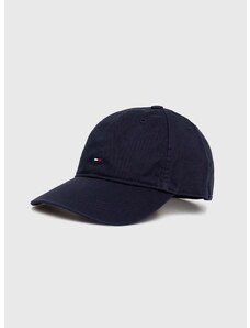 Pamučna kapa sa šiltom Tommy Hilfiger boja: tamno plava, bez uzorka