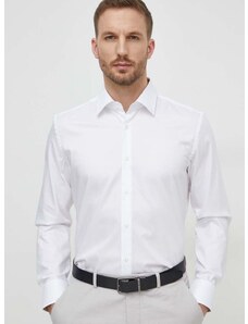 Pamučna košulja BOSS za muškarce, boja: bijela, regular, s klasičnim ovratnikom
