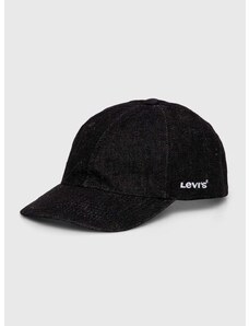 Pamučna kapa sa šiltom Levi's boja: crna, bez uzorka