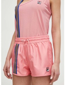 Kratke hlače Fila za žene, boja: ružičasta, s tiskom, visoki struk, TW421112