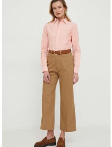 Pamučna košulja Polo Ralph Lauren za žene, boja: narančasta, relaxed, s klasičnim ovratnikom