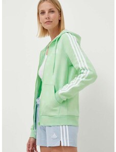 Dukserica adidas za žene, boja: zelena, s kapuljačom, aplikacijom
