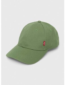 Pamučna kapa sa šiltom Levi's boja: zelena, bez uzorka